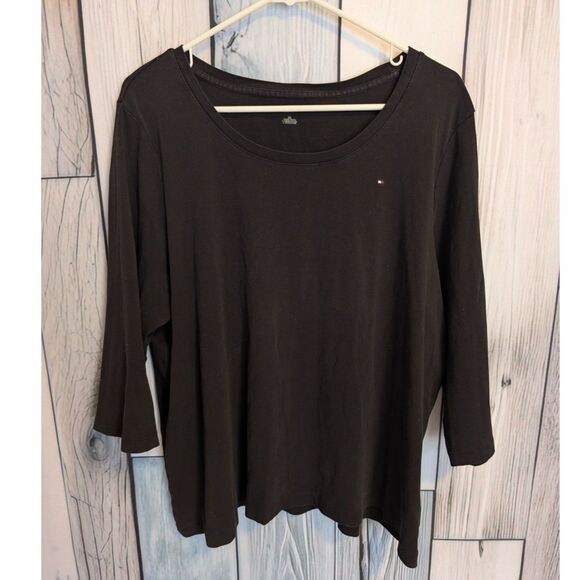 Women's plus size Tommy Hilfiger 3/4 sleeve black top size 2X Preppy Y2K - Picture 1 of 4